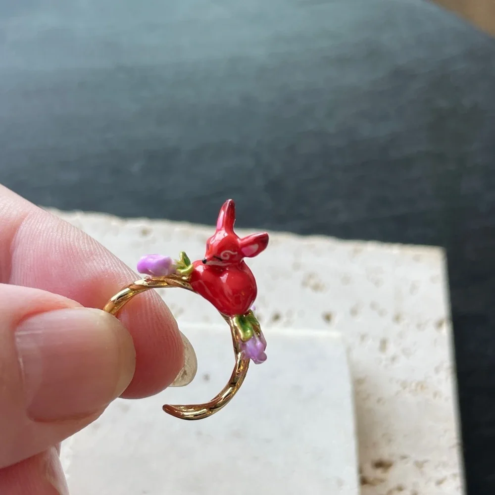 Les NEREIDES Red and Purple Fox 🦊 Ring